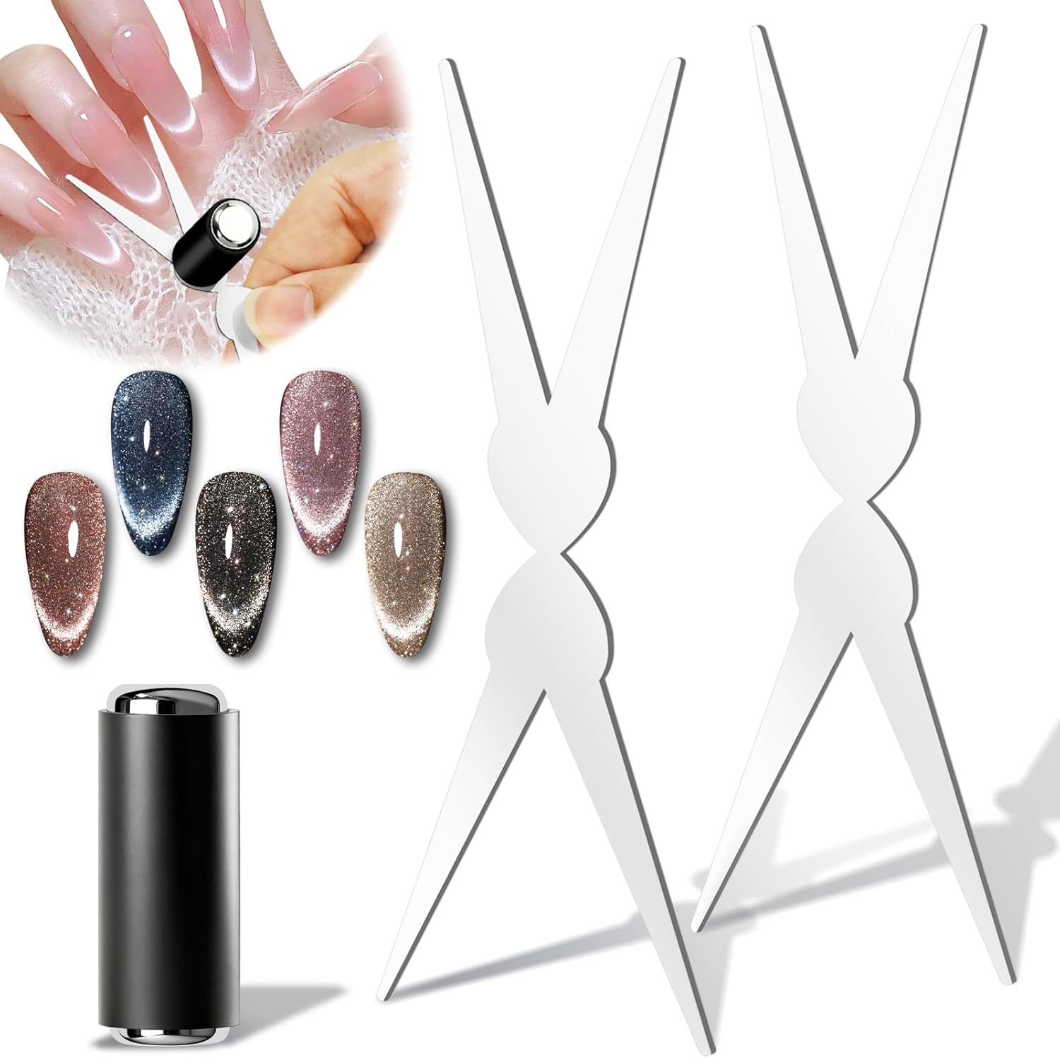Nail Gel Polish Set - 3D Cat Eye Magneet Dubbelzijdige Nagelmagneet