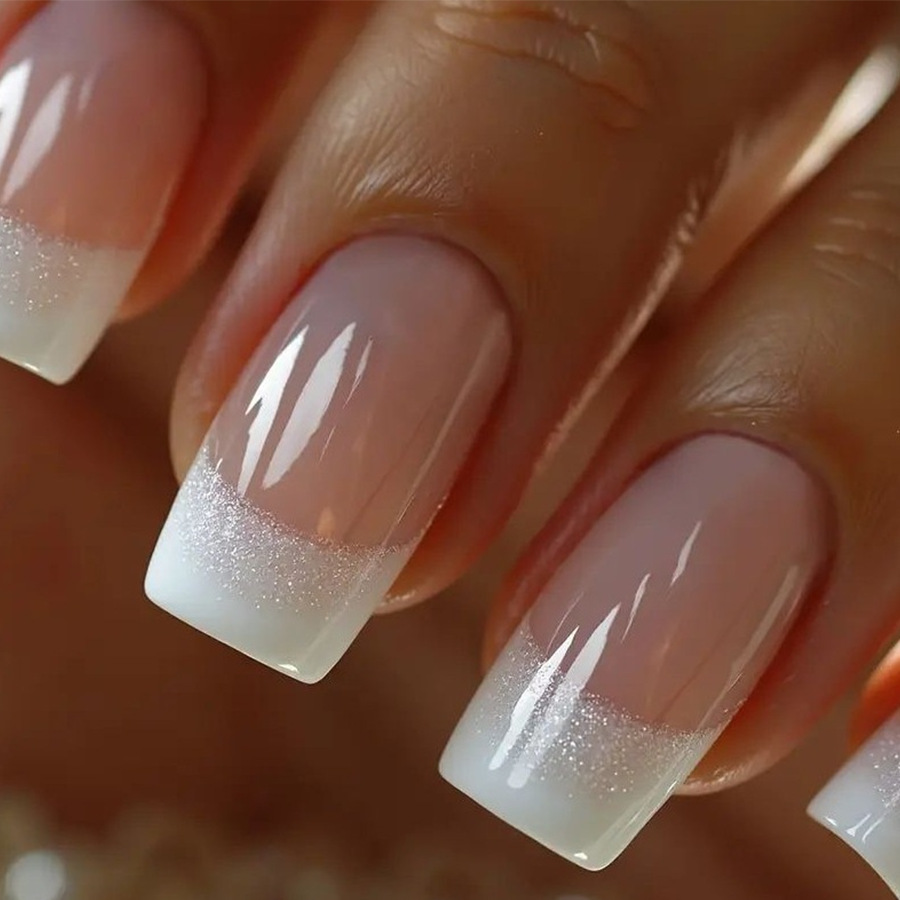 Nail Art French - 24 stuks/set Medium Vierkante kunstnagels voor