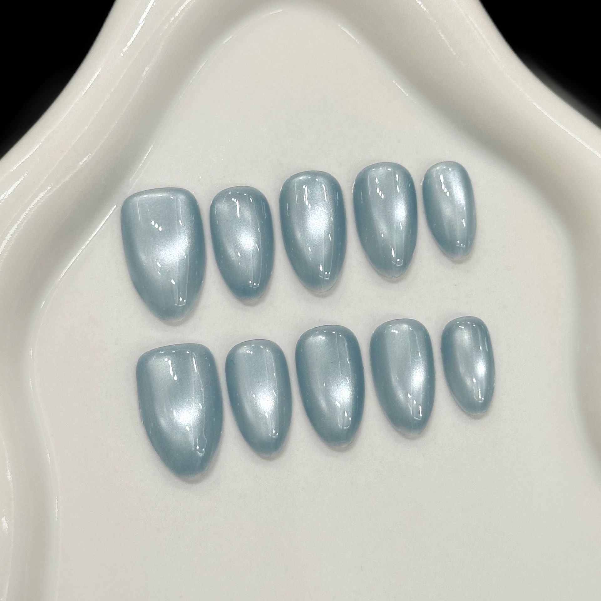 10 stuks blauwe kattenoog Fran - Nail Art French recensie en prijs