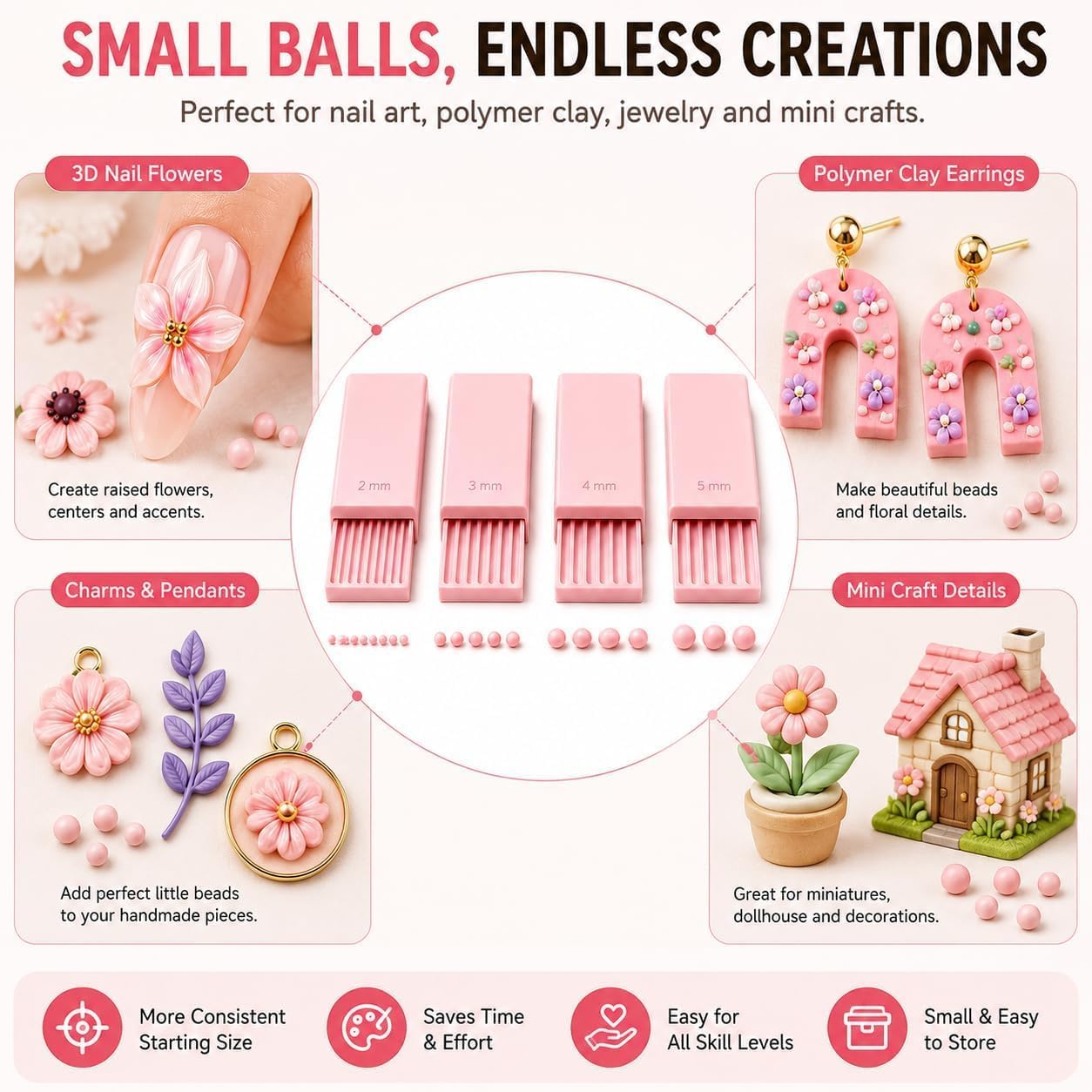 4-delige 3D-print klei gelball - Nail Art Halal recensie en prijs