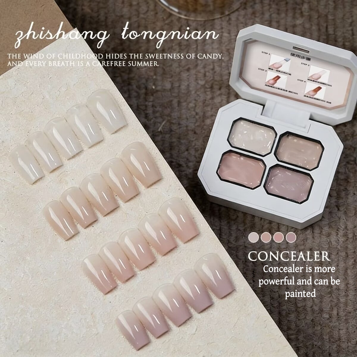 4 kleuren gradiënt roze, nude  - Nail Art Halal recensie en prijs